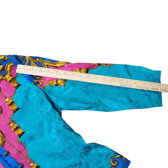 Vntg Adrianna Papell Green and Gold 100% Silk Jacket. 12 - Picture 10 of 10